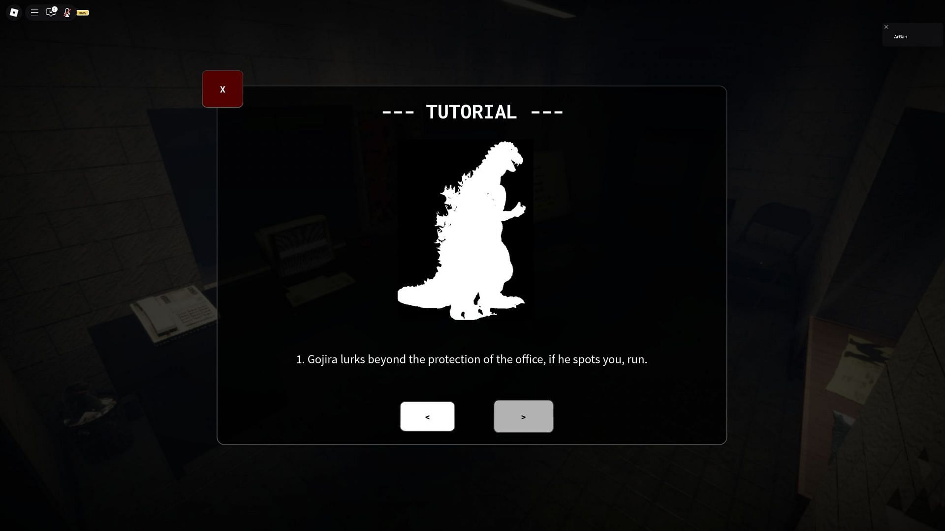 The tutorial screen in Suitborn (Image via Roblox)